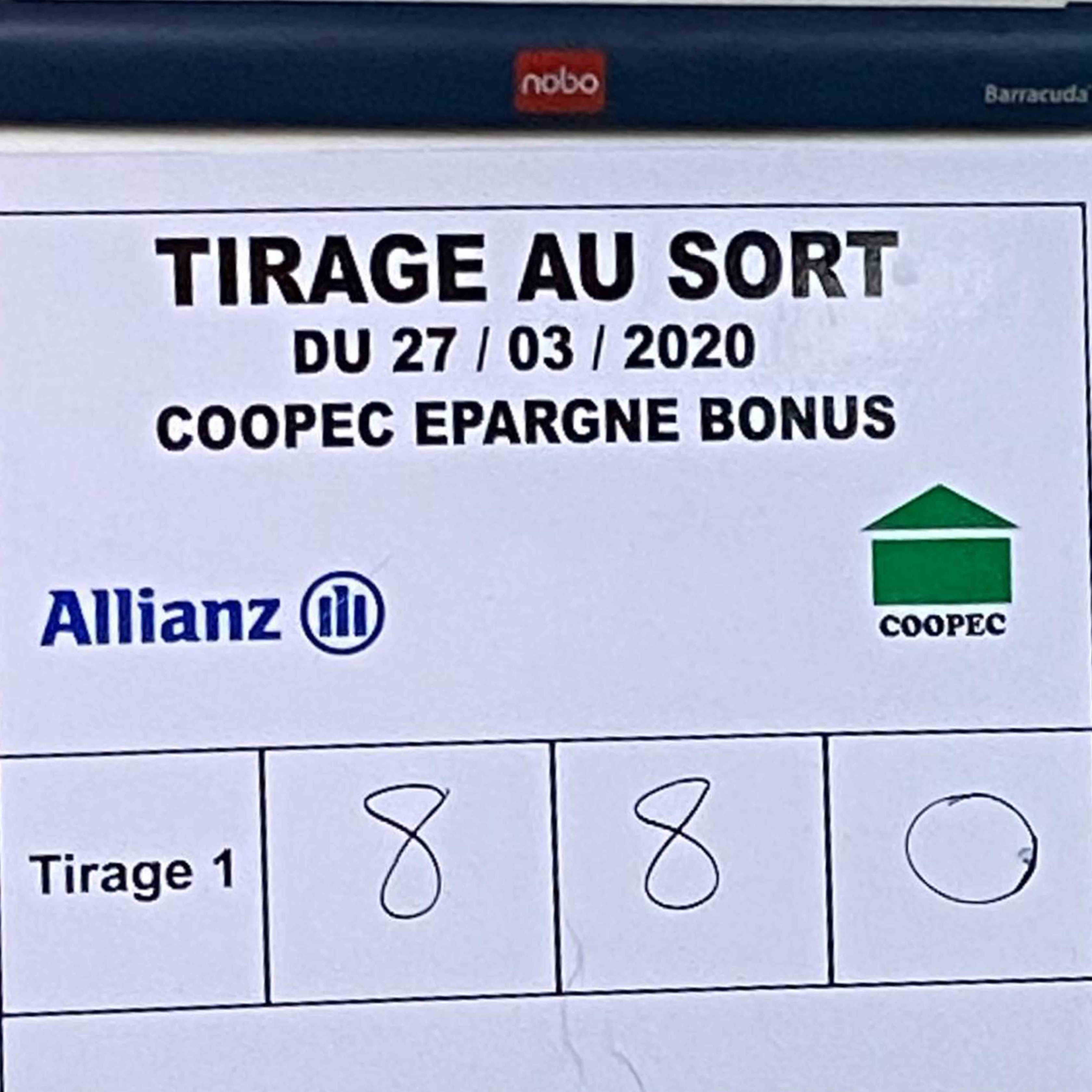 880 : série de 03 chiffres tirée au sort